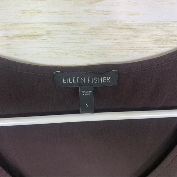 Eileen Fisher 100% Silk Scoop Neck Mini Dress Brown - Picture 2 of 6